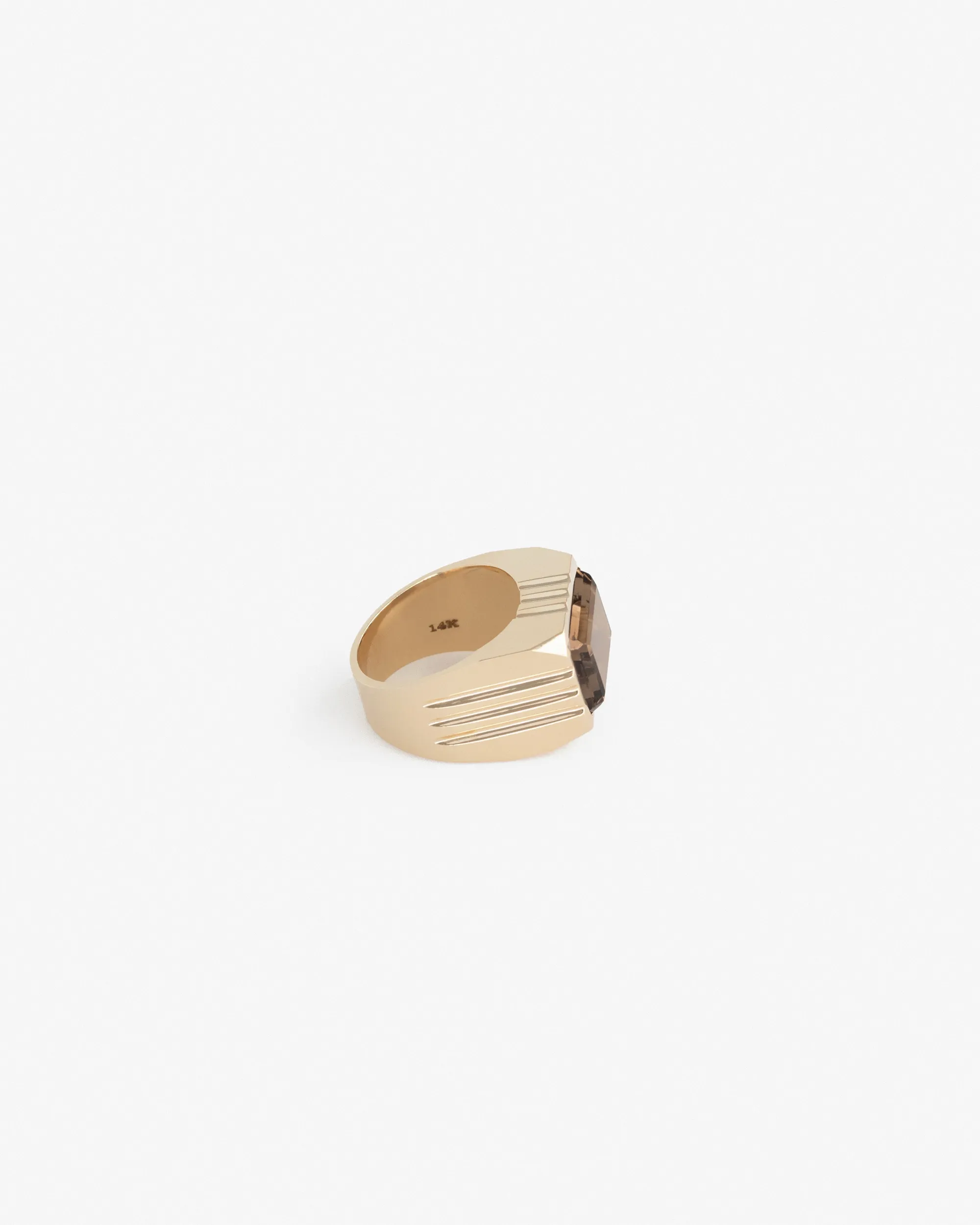 Aimé Leon Dore 14Kt Gold Smoky Quartz Signet Ring