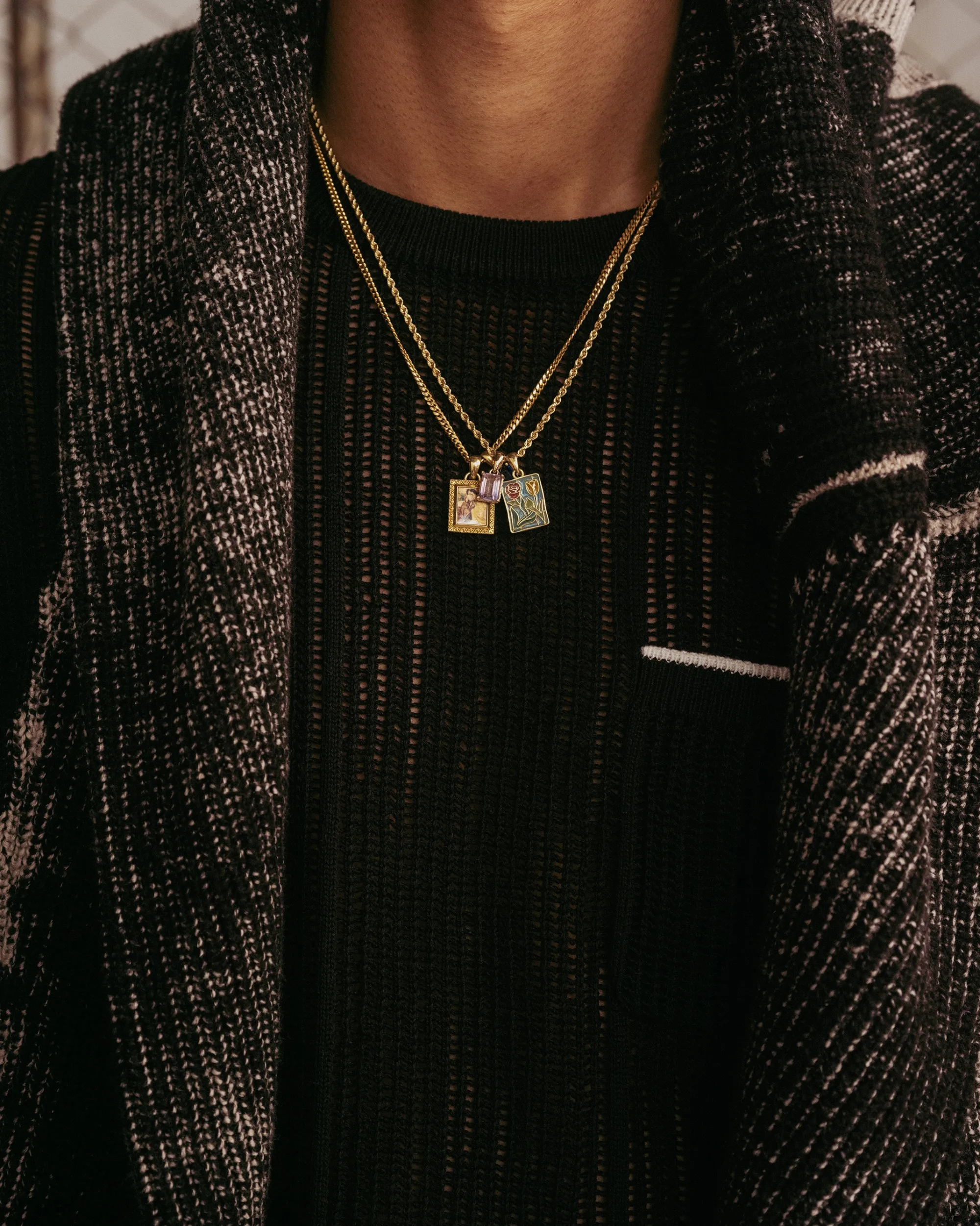 Aimé Leon Dore 14Kt Gold Stained Glass Crest Pendant