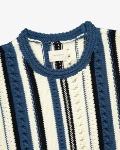 Aimé Leon Dore Striped Eyelet Crewneck Sweater